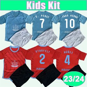 23 24 Kids Kit Soccer Jerseys C. Perez Tapia Iago Aspas Starfelt Nunez Dotor Fran Beltran Home Away Football Shirt Short Suit Uniforms