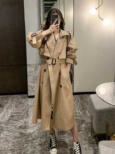 Women's Jackets 2023 Winter Jacket Trench Coat for Women Clothes Women Solid Color Lapels Double Row Buttons Long Windbreaker Ladies Work TopsL231016