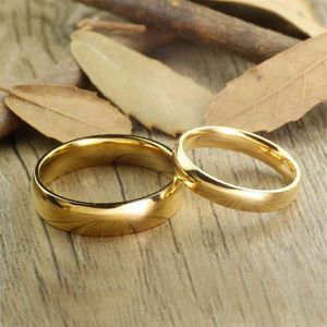 Tungsten Carbide Gold Wedding Rings for Women Par Förlovningsringar Set Jubileumsband 6mm för honom 4mm för HER276C