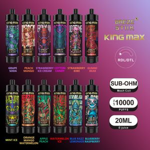 Orijinal Orijinal Elektronik Breze King Max, 10000 850mAh 20ml Miktar İndirimleri İşbirliği ve Karşılıklı Faydalar