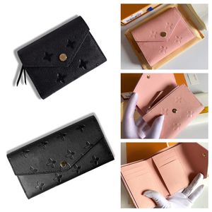 Leather womens luxury designer wallet Cards Holder Long purses trifold wallet Classic embossed Letter v wallet Men luxury flap wallets coin purse casual clutch