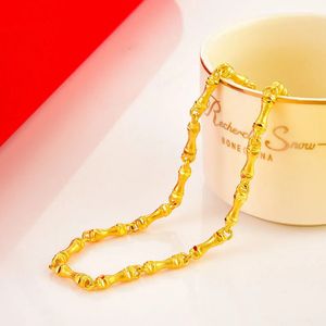 Pendanthalsband Pure 18K Gold Color Halsband Bangle smycken sätter verklig kedja för kvinnor Fina 18 K Bröllopsbälten Ring 231017