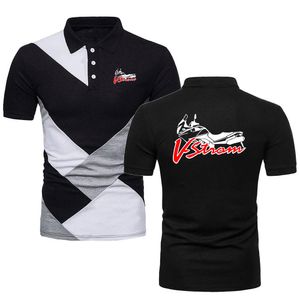 Polo Shirts Men TShirt Motorcycle V-Strom DL 650 Motorsport Team Logo Suzukies Tees Military Style Contrast Color Polo