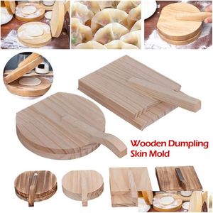 Andra Bakeware Bakeware Tools Wood Manual Dough Press Roller Corn Tortilla Dumpling Skin Bun Mold Kök Bakning Bakande Maker Round Dhyak