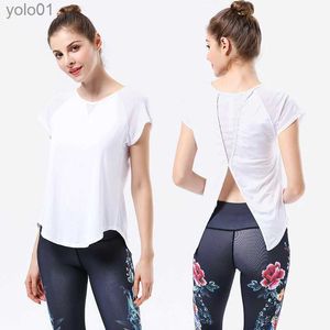 Fatos de treino femininos lu primavera / verão yoga wear feminino de manga curta emagrecimento ginásio esportes de secagem rápida superior roupas de treino correndo topl231017