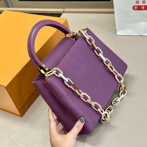 Designer-Tasche, klassisch, elegant, lila Farbe, echtes Leder, Capucine Taurillon, Lady Lock Me Louies Handtasche, Umhängetaschen, Damen-Markengriff, Geldbörse, Brieftaschen