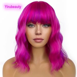 Syntetiska peruker Full mekanism Curly Hair Products Festival Hot Pink Coli Fiber 14 tum Bob Wigs