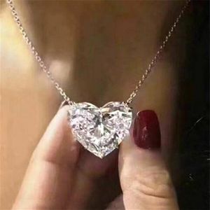 Choucong marca semplice gioielli di moda solitario vero argento sterling 925 grande diamante ciondolo cuore topazio bianco pietre preziose Handmad220u