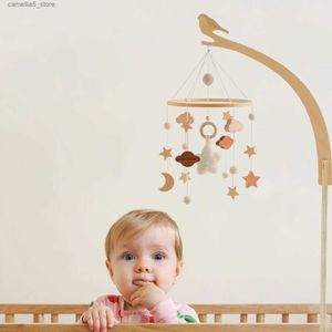 Mobiles# Baby Wooden Little Birdie Bed Bell Bracket Cartoon Crib Bed Bell Mobile Hanging Rattle Toy Hanger Baby Crib Decoration Accessori Q231017