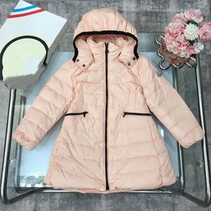 Pembe kapüşonlu çocuklar ceket çocuk ceket bebek hoodies kız kıyafetleri yürümeye başlayan çocuk% 100 kaz dolma fasion lüks sonbahar kış rahat ve sıcak 4 renk