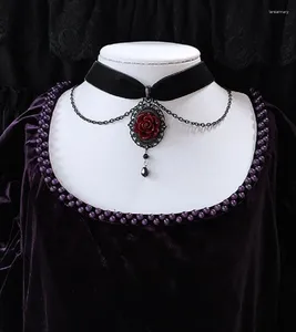 Choker Gothic Dark Rose Cameo Women Girls Halloween Pagan Witch Jewelry Accessories Gift Vintage Vampire Velvet Necklace