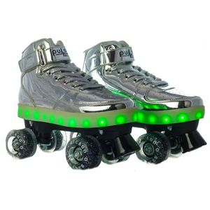 Inline-Rollschuhe Pulse Multi Flashing Quad Skate Silber Größe J13 231016