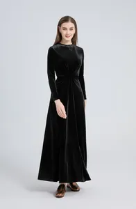 Casual klänningar som elegant kvinna maxi sammet klänning golvlängd dam slitage