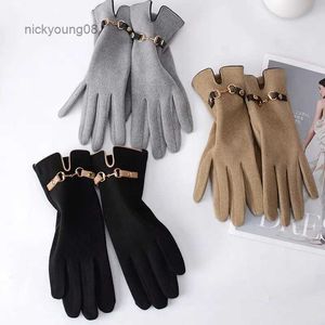 Parmaksız Eldivenler Moda Lady Glove Mittens Kadın Kış Vintage Dokunmatik Ekran Sürüş Sıcak rüzgar geçirmez eldivenler Dropshiping Yeni Gracel231017