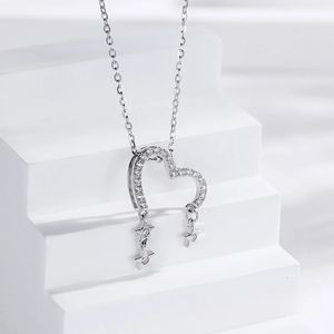 Pendant Necklaces 925 Sterling Diamond Silver Necklace for Women Men Chains Jewelry K Gold Luxury Star of The Heart 2023 Simple Christmas 231017