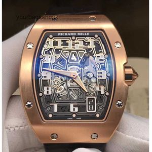 Mens Wristwatch Moissanite Bilek İzle Richardmill Montre RM67-01 Erkek Serisi RM 67-01 Gül Altın Sınırlı Edition Otomatik Zincirleme Ultra İnce Bilek Saati DBJY