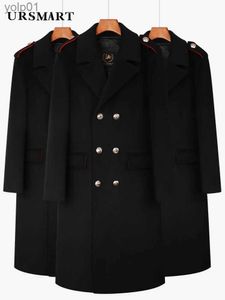남자 양모 블렌드 블랙 울 코트 남자의 이중 가슴 고전적인 클래식 대비 대비 컬러 디자인 분리 가능한 다운 재킷 영국 청소년 코트 남자 'SL231017