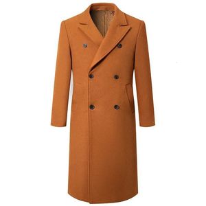 Men's Wool Blends Men XLong Double Breasted Cashmere Trench Coats Winter Jackets Male Business Casual 4X 231017