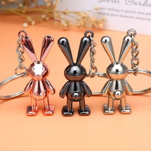 Bunny Polishing Silver Rose Gold Black Stop 3d Rabbit Brelok Buinkain Prezenty biżuterii