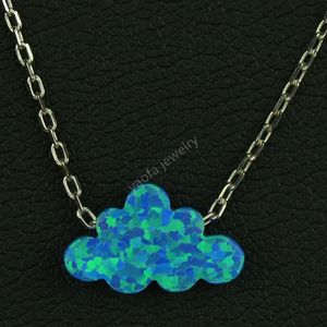 Creativo semplice blu scuro OP05 7 3x12mm collana con pendente opale a forma di nuvola per donna regalo344S
