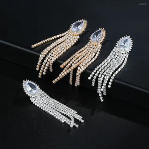 Dangle Earrings Korean Trend Copper Zircon Geometric Tassel Wedding Party Luxury Jewelry Women's Shiny Fashion Accessories Gift