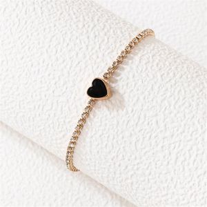 Bangle Huatang Korean Style Crystal Love Heart for Women Fashion Gold Kolor Regulowane metalowe bransoletki biżuteria 21059177i