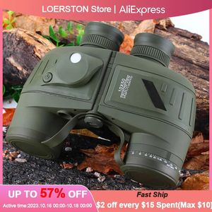 Binocolo telescopico HD 10x50 con bussola telemetro professionale impermeabile Porro potente caccia per birdwatching ad alta potenza 231017