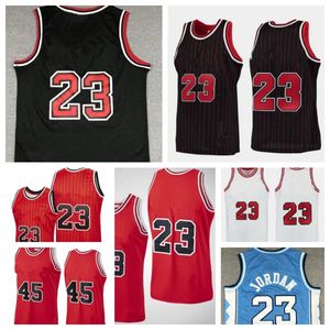 Homens Vintage 45 MJ Jersey 91 33 Preto Vermelho Branco Pinstripe Jerseys North Carolina State University 23 Michael Mens Basketball Jersey