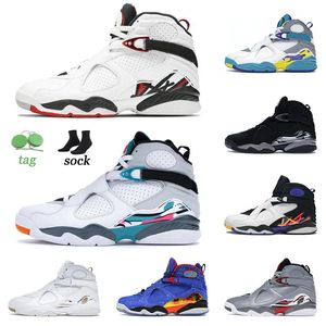 2024 Buty do koszykówki Jumpman 8 8s White Aqua Bordeaux Pack Refleksyjne trzy torfowe Walentynki Day South Beach Turbo Green Pinksicle Sports Sneakers