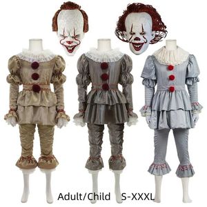 Cosplay cadılar bayramı maskeli balo palyaço pennywise cosplay kostüm Stephen King Terror Palyaço Kostümler Maske Takım Partisi Aldult Çocuk Giyim 231017