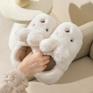 Slippers Rabbit Ears with Cotton Shoes Women Winter Home Indoor Warm Platform Plush Cute 231017