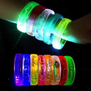 LED Light Up Bracelets Glow Wristbands Neon glisten Light Bracelets Luminous Props Birthday Wedding Party Supplies Customizable alphanumeric