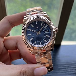 Sky Dweller-Mens İzle Otomatik Hareket Bilek saati Altın Dial Sapphire Takvimi 40mm İzle Paslanmaz Lüks Kol saatleri Yüksek Kaliteli Montre De Luxe Orologio