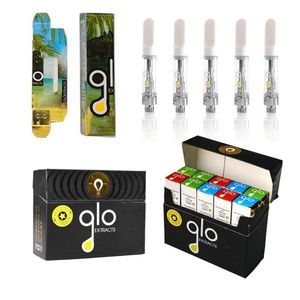 Glo Extracts Atomizer Glass Tank Cartridge with Newest Packaging Empty 0.8ml 1.0ml Cartridges Ceramic Coil Carts 510 Thread D8 fit M3 Battery