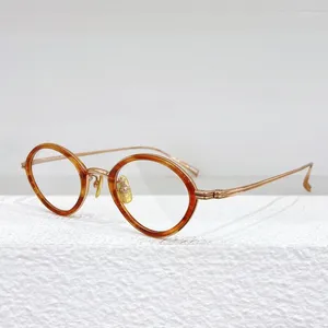 サングラスフレーム日本のブランドF.Gunta Pure Titanium Eyeglasses Men処方メガネオリジナル楕円形のゴールドデザイナー女性アイウェア