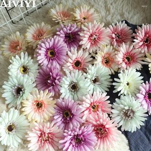 Decorative Flowers 10pcs Artificial Flower Silk Gerbera For Christmas Home Decor Accessories Fake Stamen A Cap Diy Gift Wreath