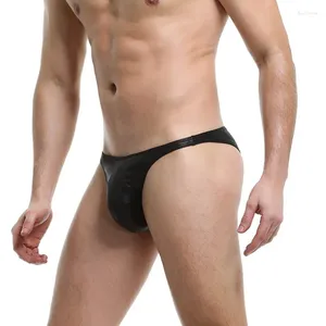 Costumi da bagno da uomo Taglie forti Bikini da bagno luminosi da uomo Slip sexy Costume da bagno per uomo Costume da bagno in pelle PU Pantaloncini da bagno gay