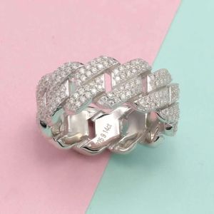Ювелирные изделия Iced Out, мужское кольцо с муассанитом, стерлинговое серебро 925 пробы, кубинское кольцо с муассанитом в стиле хип-хоп