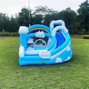 Casa per maglione di buttafuori per bambini con un rimbalzo gonfiabile per scivolo per saltare per feste e nuvole per le vacanze per bambini giocattolo da gioco bouncy castle sportivo per esterno giocattoli per bambini parco giocattoli