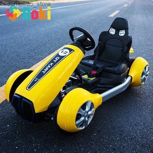 Cyklar Ride-ons Children's Electric Car Dual Drive Four-Wheel Cool Motorcycle Kart Remote Control Elektrisk åktur på bilen för barn Julgåva Q231017