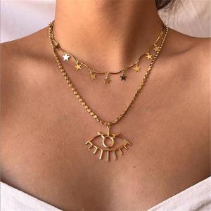 Mode Halskette Mehrschichtige Augen Sterne Für Frauen Schmuck Mädchen Mutter Geburtstag Geschenk Zubehör Anhänger Necklaces3294