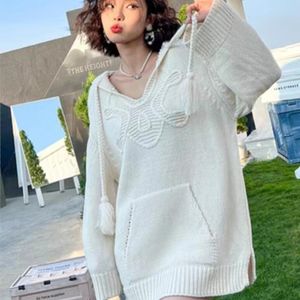 Designer top Fall Womens sweater High-end luxury cardigan original standard loose-fitting version hooded knitting embroidery