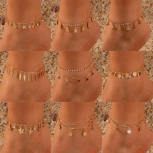 Tornozeleiras chegadas verão praia tornozelo pulseiras para mulheres conjunto de jóias pés decoração férias estrela do mar acessórios sexy