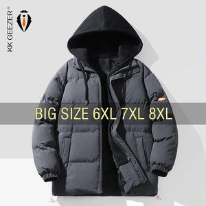 Herren Daunenparkas Winterjacken Männer verdicken warme Baumwolle Hoodie Mäntel Übergröße 6XL 7XL 8XL Plus Size Windschutz Schwarz Lose Herren Wasserdicht 231017