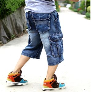 Homens plus size solto baggy denim curto jeans moda streetwear hip hop longo 3 4 shorts de carga bolso bermuda masculino blue272s