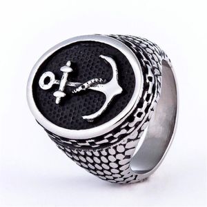 Mode Punk Schmuck 316l Edelstahl Knuckles Anker Herren Ringe Für Männer Titan Biker Silber Schädel Ring Men229b