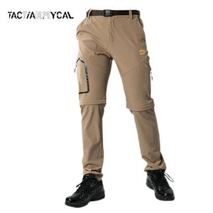 Calças masculinas de secagem rápida calças elásticas casuais calças de carga destacáveis shorts calças compridas ao ar livre caminhadas pant streetwear plus size S-6XL 231013