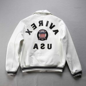 Giacca da uomo in pelle USA risvolto giacca di pelle di pecora nera Avirex abbigliamento sportivo casual 1975 dner più venduto di alta qualità VW29 AWHR