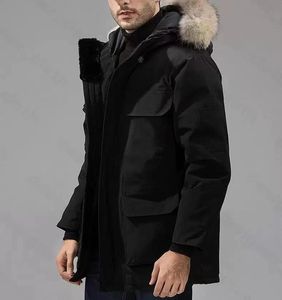 Kış adamları aşağı ceket puffer ceket dış giyim gerçek çakal kürk sıcak kapüşonlu ceketler veste homme kışlık ceket tasarımcı ceket moda klasik