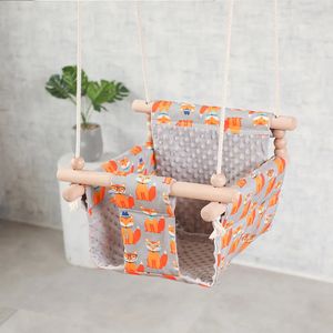 Huśtawki Skoczki Bauncers Baby Canvas Swing krzesło wiszące drewno huśtawki płócienne siedzisko Dzieci przedszkola bujane na zewnątrz w pomieszczenia małe kosza zabawka dla niemowląt 231017